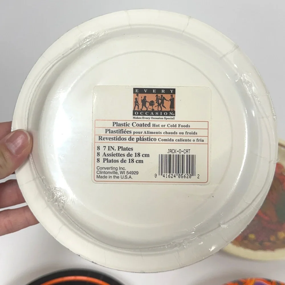 Vintage Halloween Thanksgiving Party Paper Plates 7in 4 Packs 1990s Made In USA
